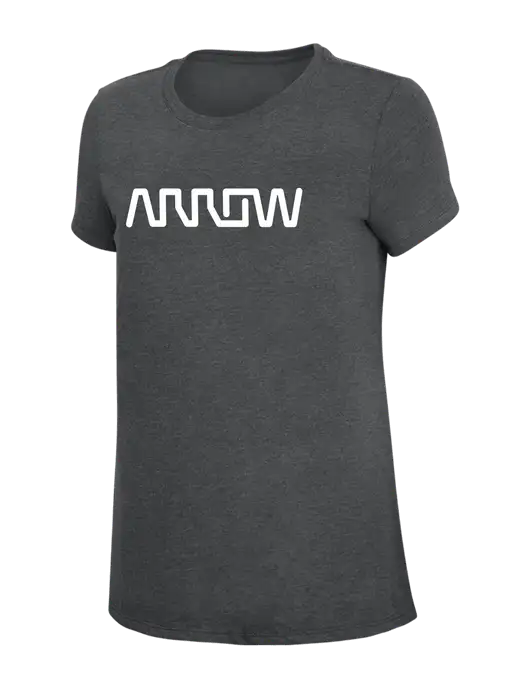 Womens Simply Soft Charcoal 4.5oz Poly/Combed Ring Spun Cotton T-Shirt w/Arrow Electronics Logo