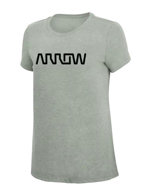 Womens Simply Soft Heathered Light Grey 4.5oz Poly/Combed Ring Spun Cotton T-Shirt w/Arrow Electronics Logo