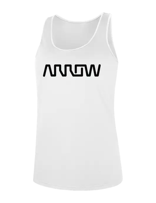 Womens White Perfect Tri Racerback Tank w/Arrow Electronics Logo