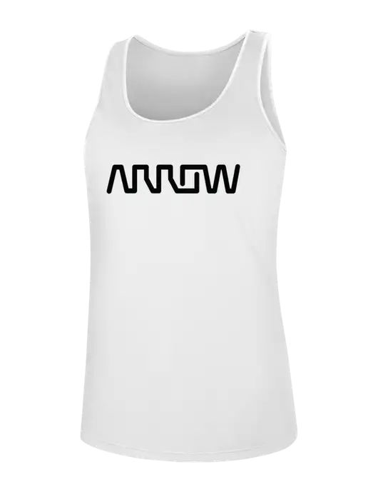 Womens White PosiCharge Competitor Racerback Tank w/Arrow Electronics Logo