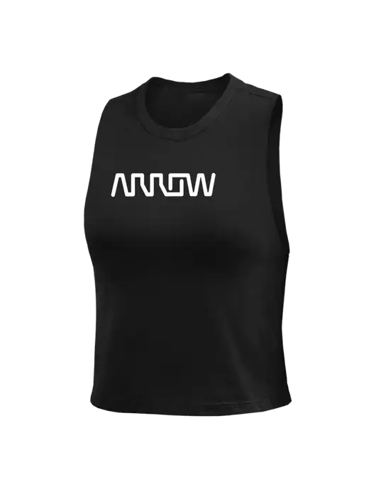 BELLA+CANVAS Womens Black Racerback Crop Tank  w/Arrow Electronics Logo