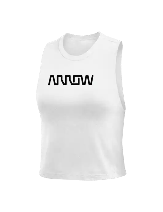 BELLA+CANVAS Womens White Racerback Crop Tank  w/Arrow Electronics Logo
