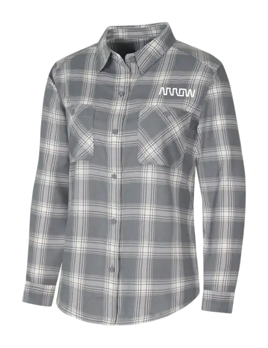 Womens Medium Grey/Cream Plaid Flannel Shirt w/Arrow Electronics Logo