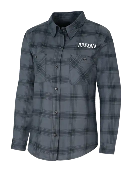 Womens Grey/Black Plaid Flannel Shirt w/Arrow Electronics Logo