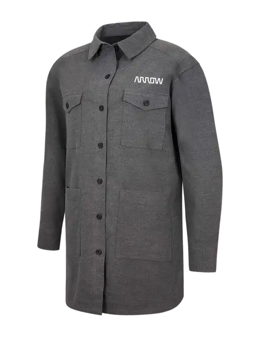Mercer+Mettle Womens Medium Grey Heather Long Sleeve Twill Overshirt w/Arrow Electronics Logo