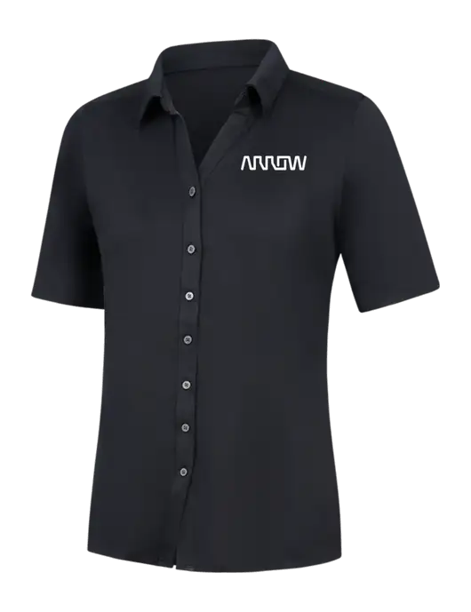 Womens Black City Stretch Top w/Arrow Electronics Logo