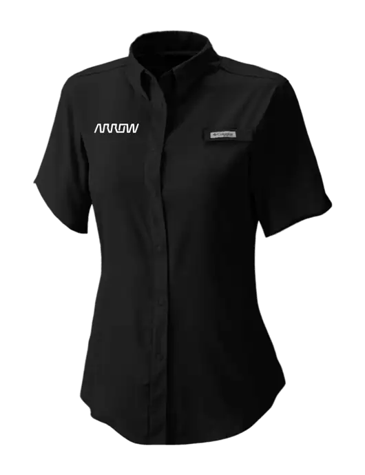 Columbia Black Womens PFG Tamiami II Short Sleeve Shirt w/Arrow Electronics Logo