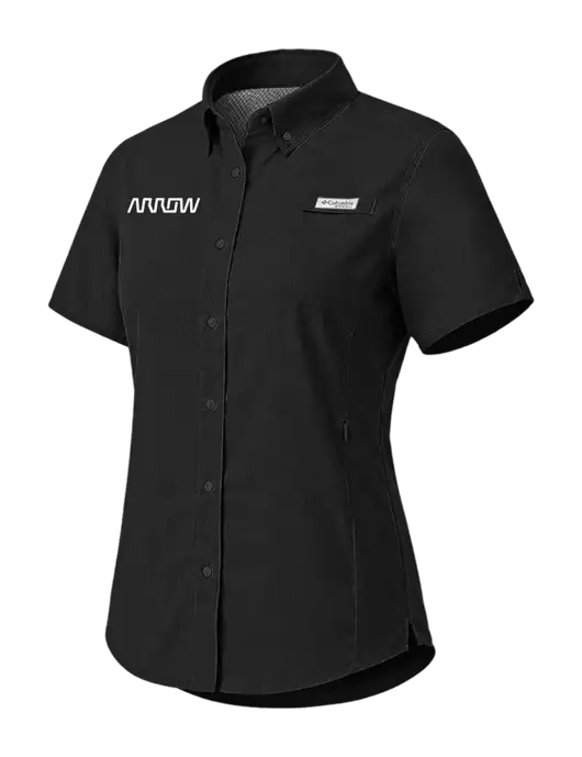 Columbia Black Womens PFG Tamiami II Short Sleeve Shirt w/Arrow Electronics Logo