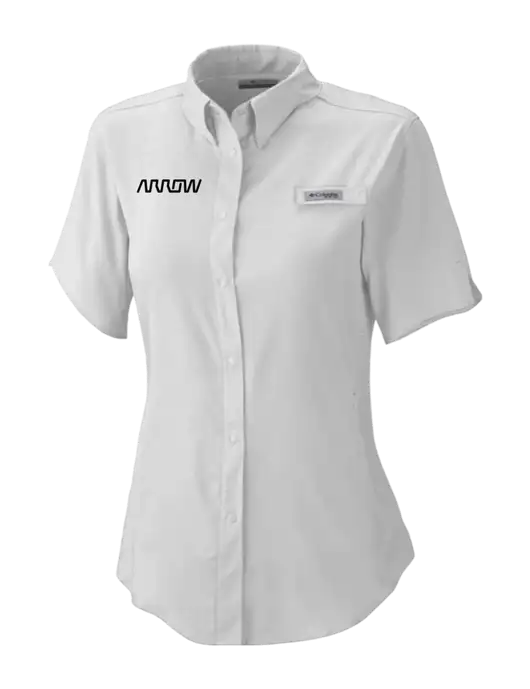Columbia Grey Womens PFG Tamiami II Short Sleeve Shirt w/Arrow Electronics Logo