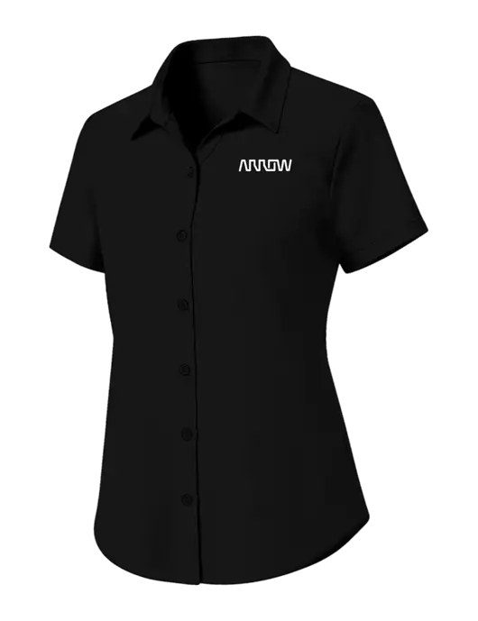Womens Black Short Sleeve UV Dockside Shirt w/Arrow Electronics Logo