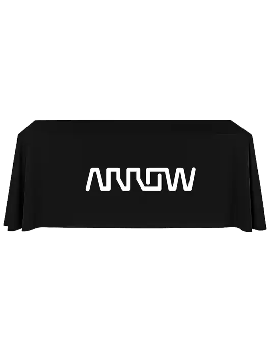 8' Stain-Resistant 4-Sided Black Table Cover w/Arrow Electronics Logo