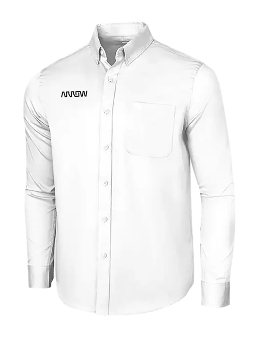 Long Sleeve White Superpro React Twill Shirt w/Arrow Electronics Logo