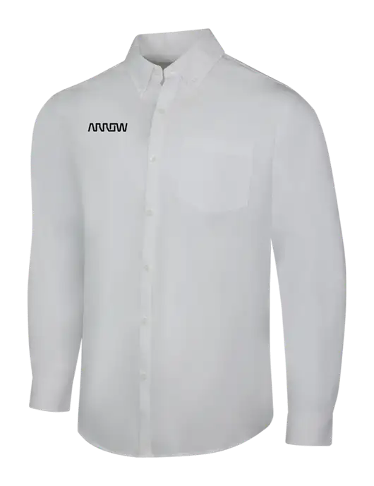 White Long Sleeve Carefree Poplin Shirt w/Arrow Electronics Logo