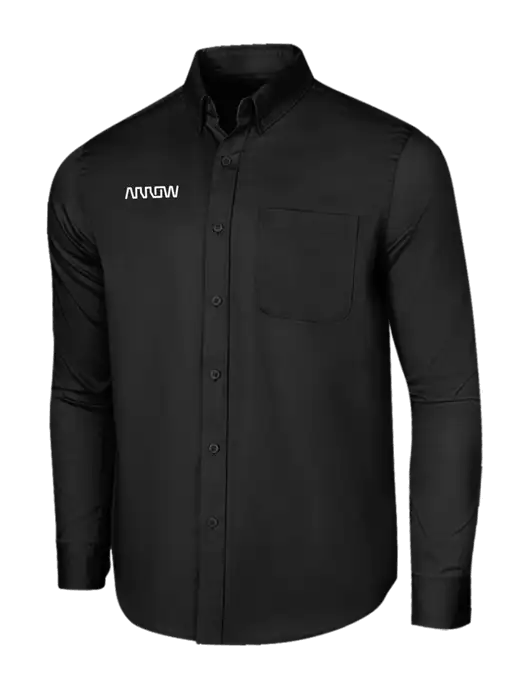 Long Sleeve Deep Black Superpro React Twill Shirt w/Arrow Electronics Logo
