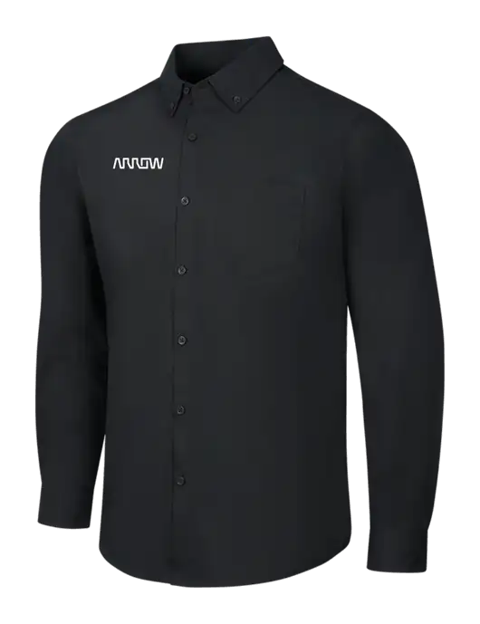 Black Long Sleeve Carefree Poplin Shirt w/Arrow Electronics Logo