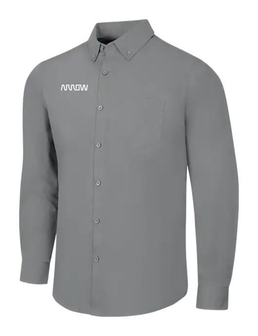 Medium Grey Long Sleeve Carefree Poplin Shirt w/Arrow Electronics Logo