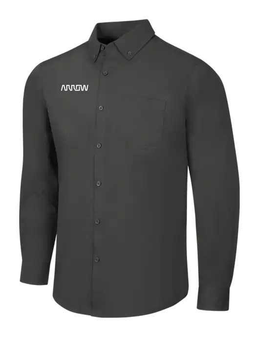 Dark Grey Long Sleeve Carefree Poplin Shirt w/Arrow Electronics Logo