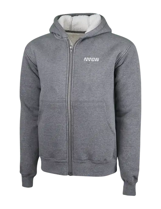 Cornerstone Grey Heather Heavyweight Sherpa Lined Hooded Fleece Jacket w/Arrow Electronics Logo