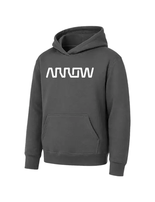 Youth Charcoal 7.8 oz Pullover Hooded Sweatshirt w/Arrow Electronics Logo
