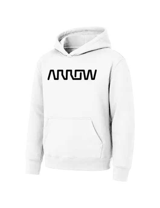 Youth White 7.8 oz Pullover Hooded Sweatshirt w/Arrow Electronics Logo