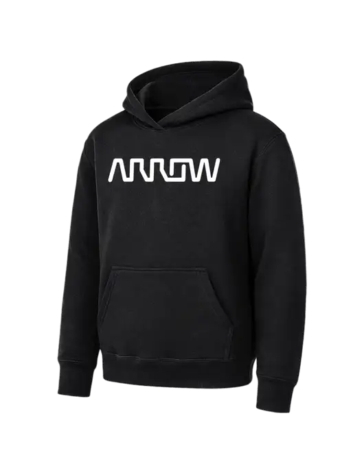 Youth Black 7.8 oz Pullover Hooded Sweatshirt w/Arrow Electronics Logo