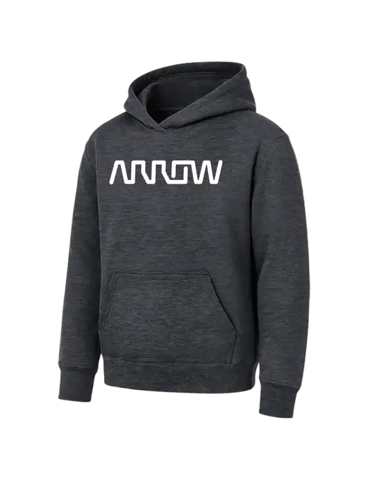 Youth Dark Heather Grey 7.8 oz Pullover Hooded Sweatshirt w/Arrow Electronics Logo