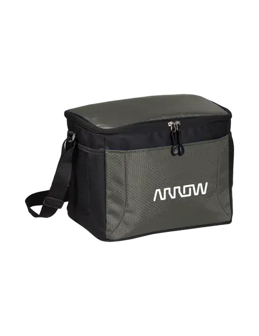 12 Can Grey/Black Cube Cooler w/Arrow Electronics Logo