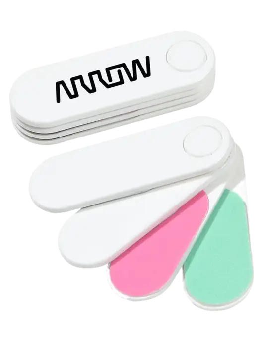 White Folding Nail Files & Buffer w/Arrow Electronics Logo