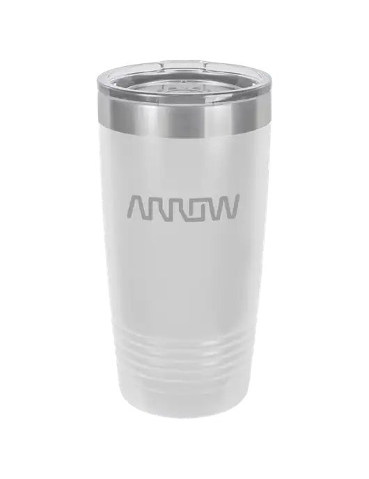 Polar Camel 20 oz Powder Coated White Vacuum Insulated Tumbler  w/Arrow Electronics Logo