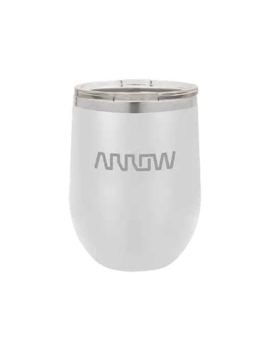 Polar Camel 12 oz Powder Coated White Vacuum Insulated Stemless Wine Tumbler w/Arrow Electronics Logo