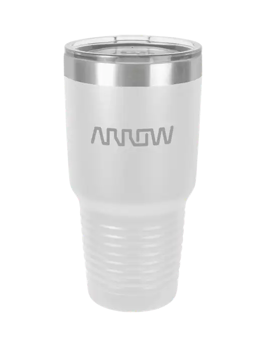 Polar Camel 30 oz Powder Coated White Vacuum Insulated Tumbler  w/Arrow Electronics Logo