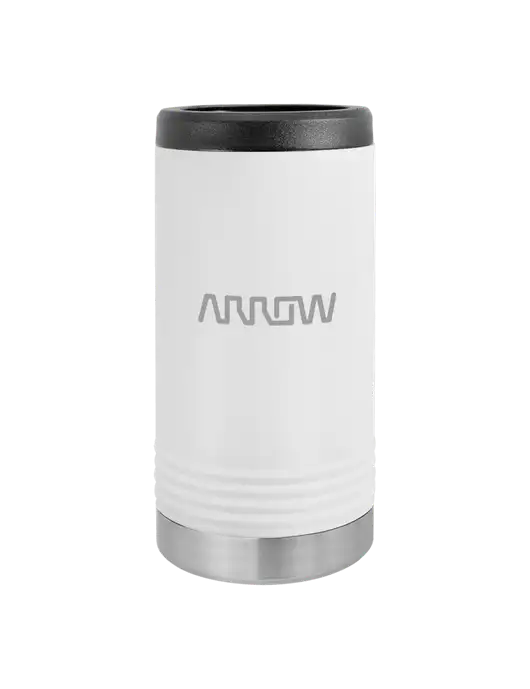 Polar Camel Powder Coated White Vacuum Insulated Slim Beverage Holder w/Arrow Electronics Logo