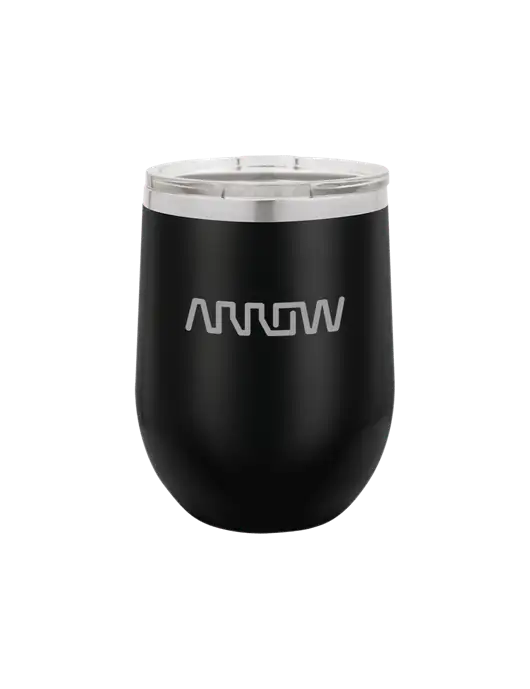 Polar Camel 12 oz Powder Coated Black Vacuum Insulated Stemless Wine Tumbler w/Arrow Electronics Logo