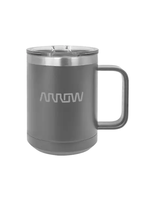 Polar Camel 15 oz Powder Coated Grey Vacuum Insulated Mug with Slider Lid w/Arrow Electronics Logo