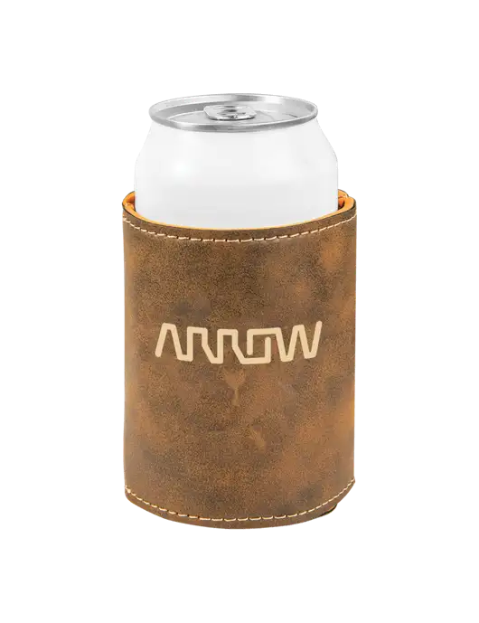 Rustic Leatherette Beverage Holder w/Arrow Electronics Logo