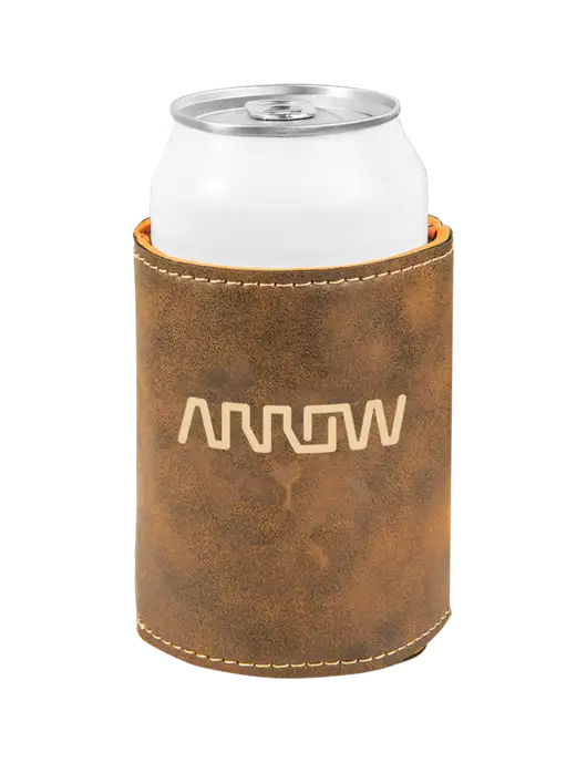 Rustic Leatherette Beverage Holder w/Arrow Electronics Logo