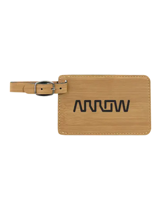 Bamboo Leatherette Luggage Tag w/Arrow Electronics Logo