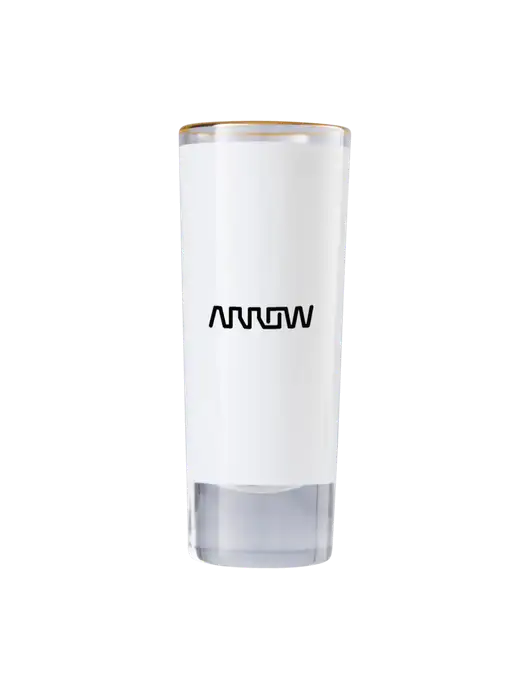 2.5 oz Shot Glass w/Gold Rim w/Arrow Electronics Logo