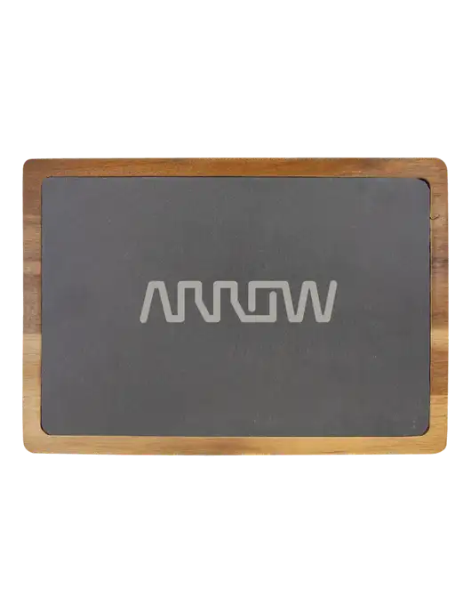 Acacia Wood/Slate Cutting Board, 13 x 9 w/Arrow Electronics Logo