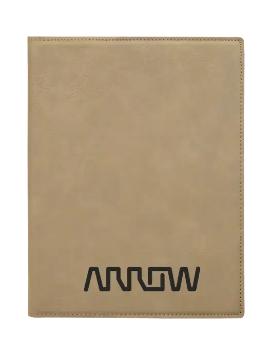 Tan Leatherette 7 x 9 Portfolio with Notepad w/Arrow Electronics Logo