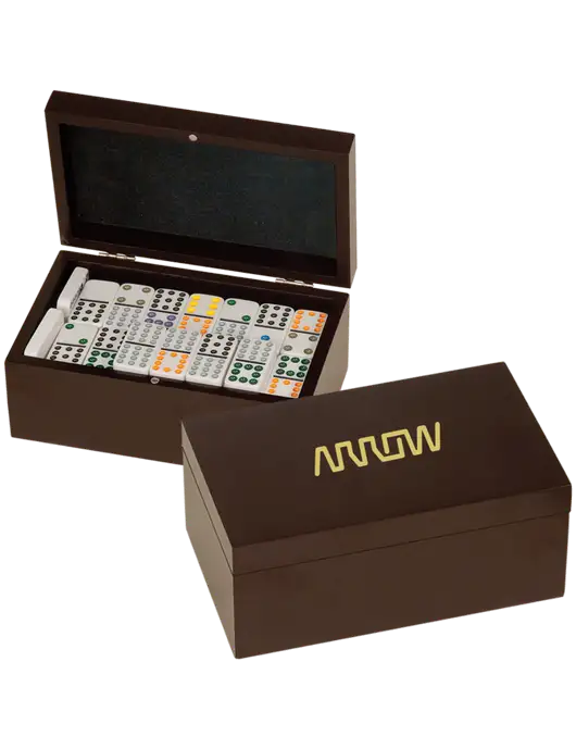Rosewood Double Twelves 91 Piece Dominos Set w/Arrow Electronics Logo