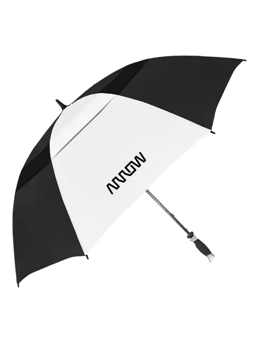Black/White Vented Typhoon Tamer Golf Umbrella w/Arrow Electronics Logo