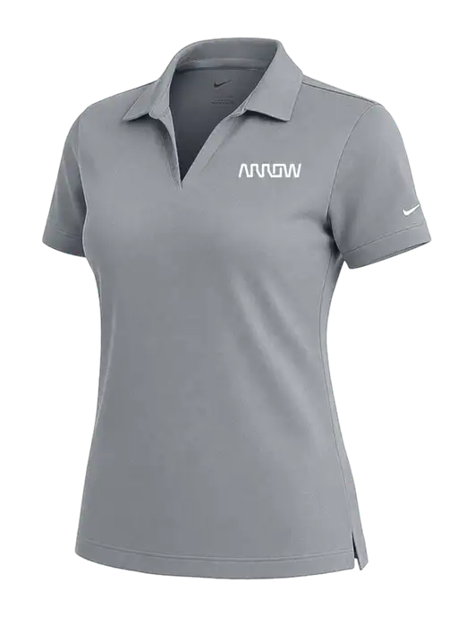 NIKE Medium Grey Womens Dri-Fit Micro Pique Polo w/Arrow Electronics Logo