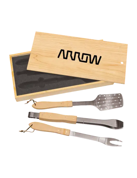 Wood BBQ Gift Set w/Arrow Electronics Logo