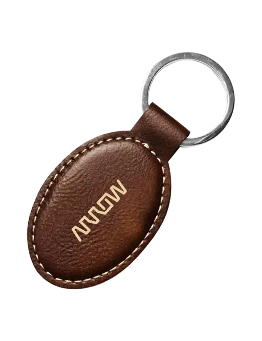 Rustic Leatherette Oval Keychain w/Arrow Electronics Logo