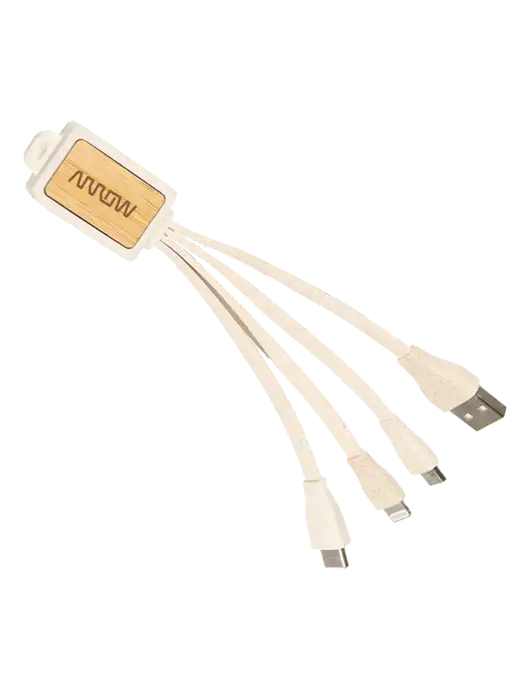 Naturewire Bamboo Charging Cable Micro USB & Type C w/Arrow Electronics Logo
