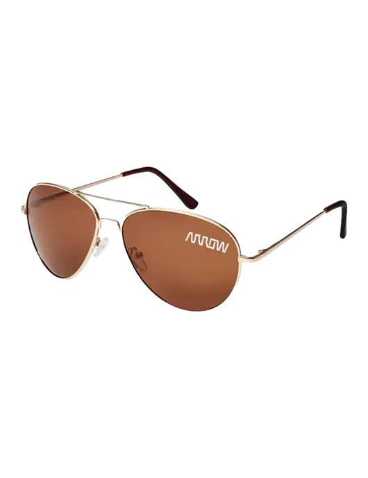 Aviator Coffee Brown with Gold Sunglasses  w/Arrow Electronics Logo