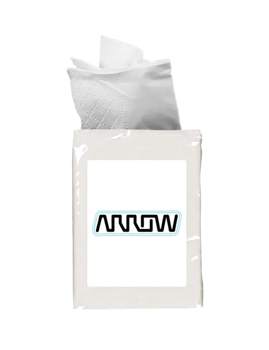 White Mini Tissue Packet w/Arrow Electronics Logo