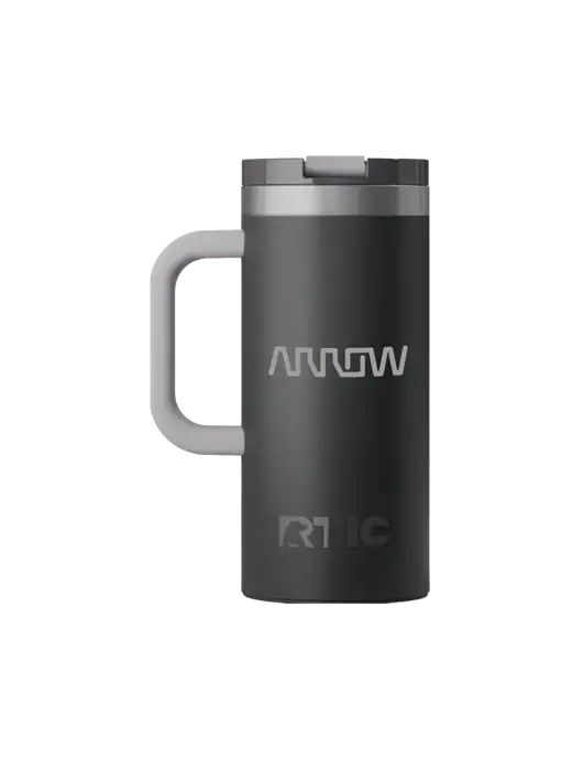 RTIC Road Trip 16 oz Charcoal Travel Mug w/Arrow Electronics Logo