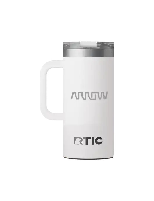 RTIC Road Trip 16 oz White Travel Mug w/Arrow Electronics Logo